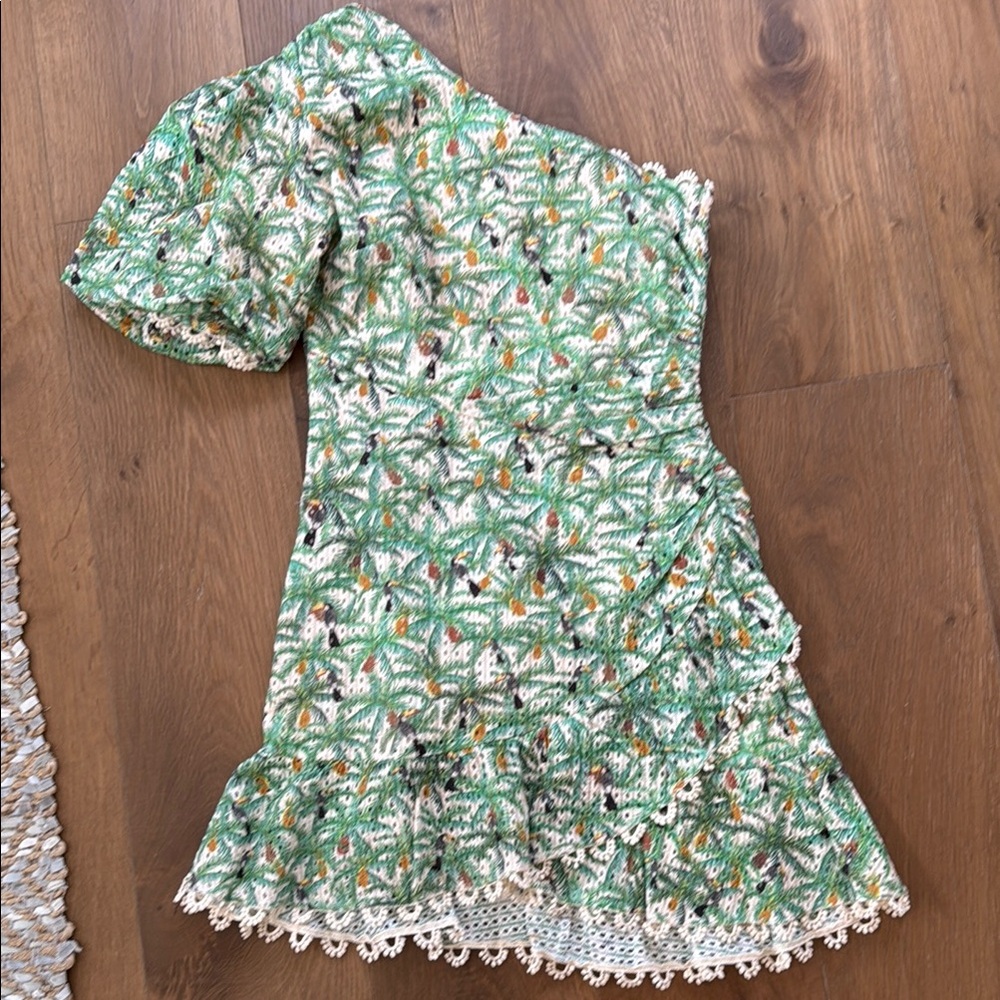FARM Rio Green Floral Mini Dress